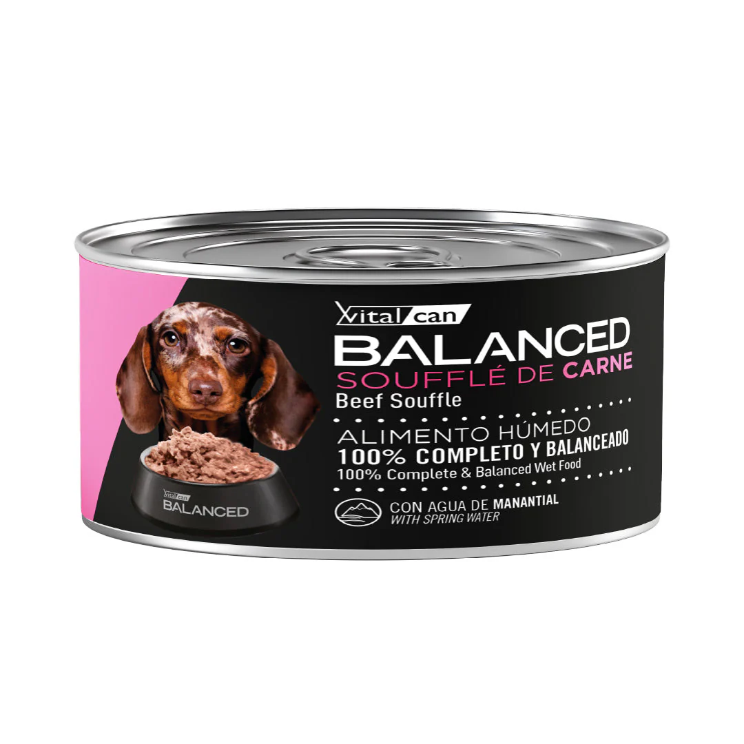 Lata Balanced Perro Cachorro Souffle Carne